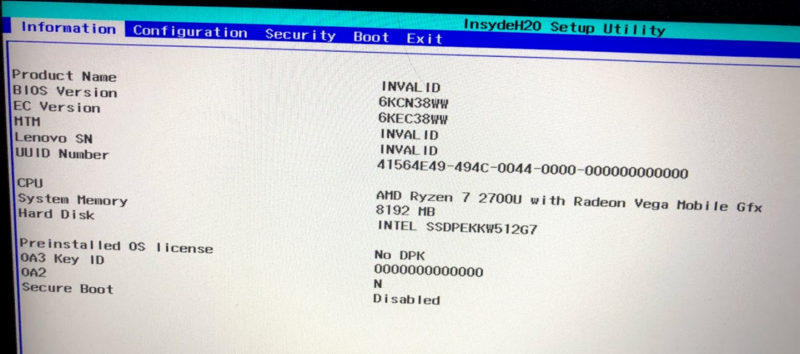 Update Lenovo 720s-13ARR BIOS to 6KCN38WW